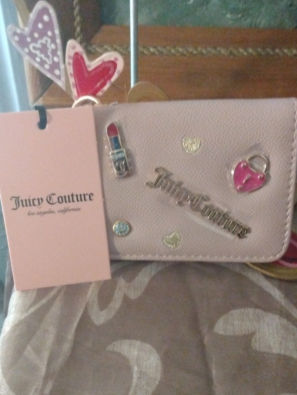 Juicy Couture Light Pink Embellished Phone Wallet